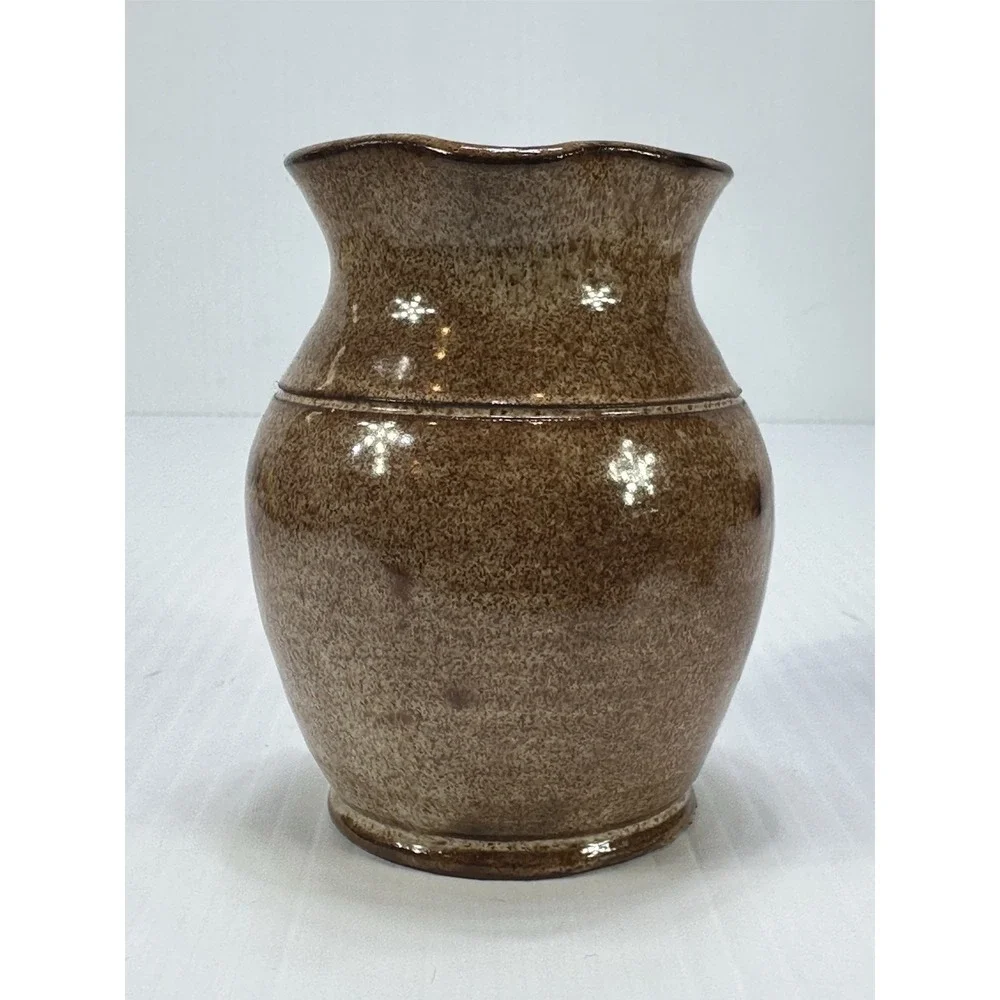 Old‎ Sturbridge Village Pottery Primitive Brown Glaze Handmade Jug 3.5